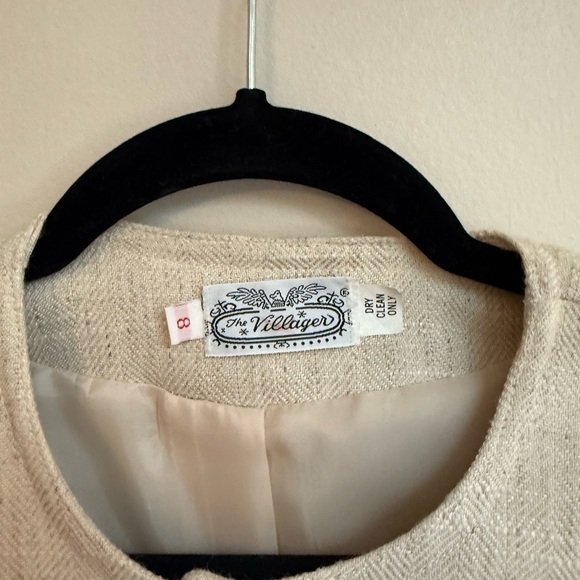 Vintage Women's Cream Crew Neck Blazer - Picture 2 of 3